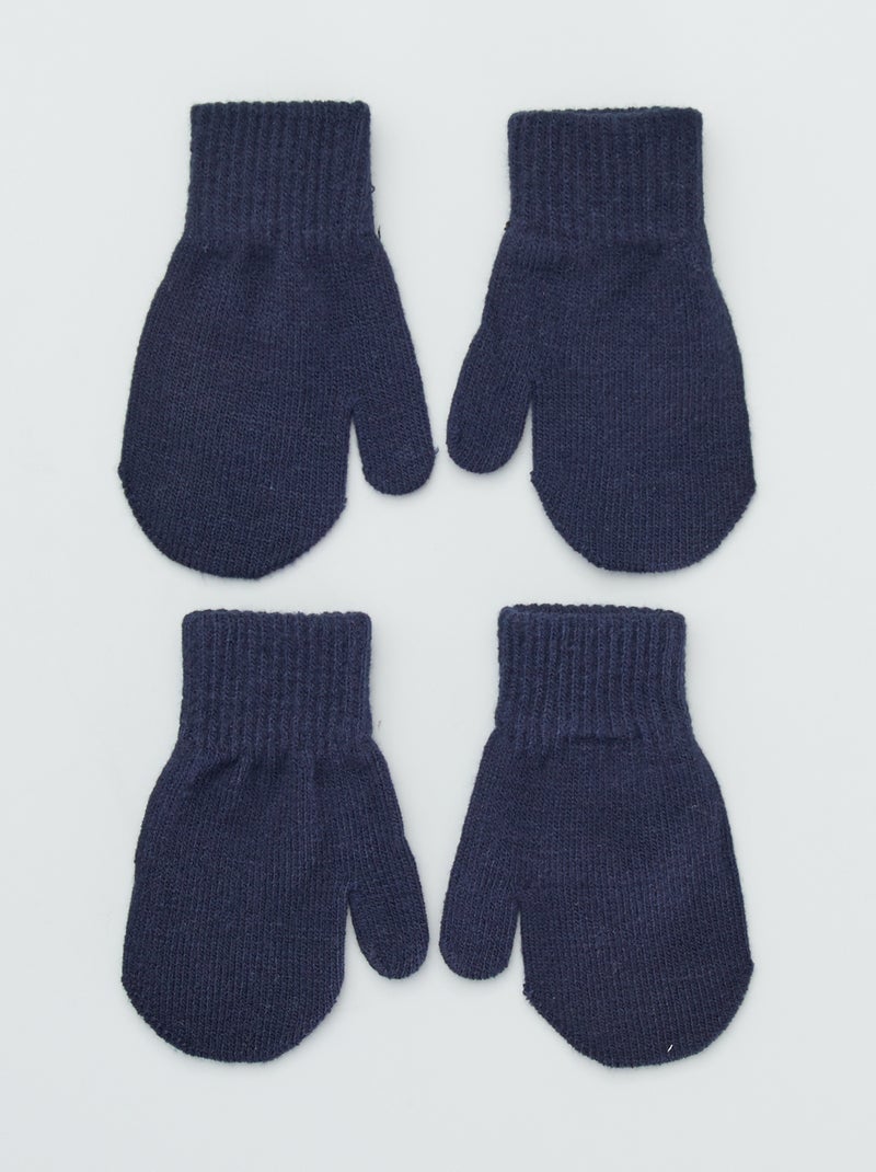 Lote 2 pares de luvas lisas PRETO - Kiabi