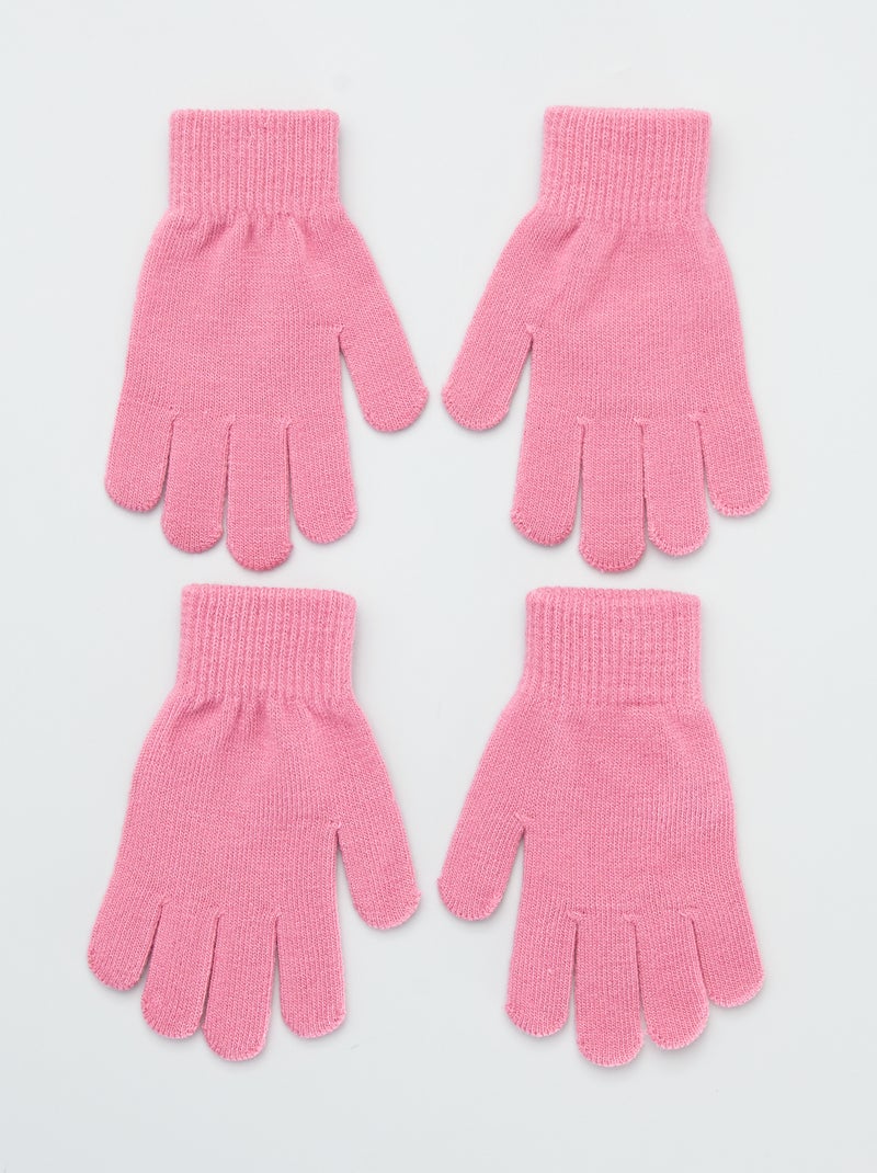 Lote 2 pares de luvas lisas ROSA - Kiabi