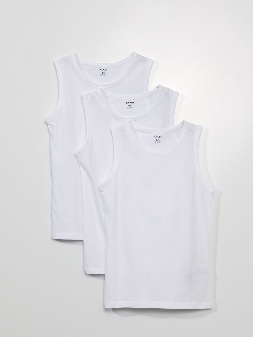 Lote 3 camisolas interiores em algodão Branco - Kiabi