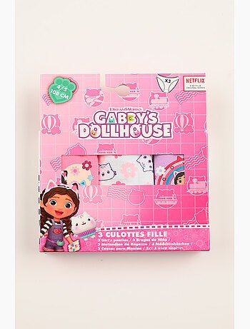 Lote 3 cuecas gabby's dollhouse multicolor menina | licença oficial