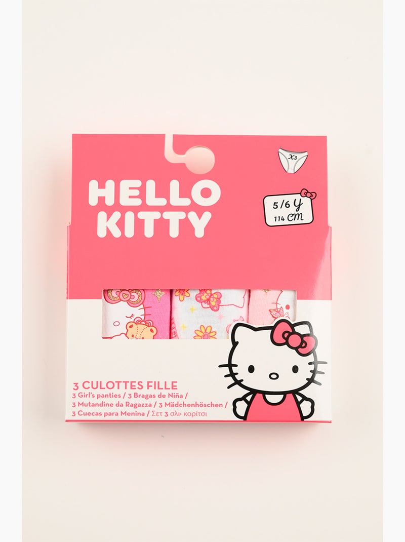 Lote 3 cuecas hello kitty multicolor menina | licença oficial Branco Rosa Branco - Kiabi