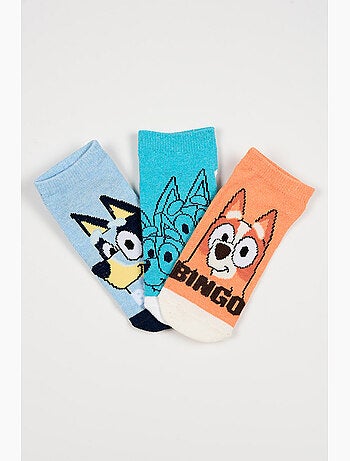 Lote 3 meias baixas bluey azul menino | licença oficial