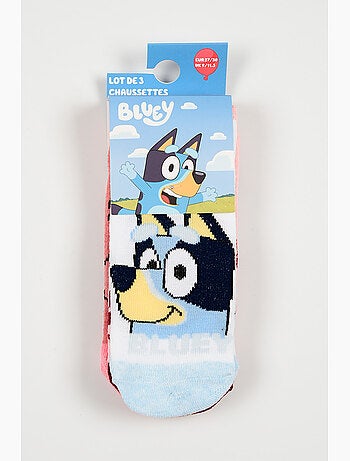 Lote 3 meias baixas bluey branco menina | licença oficial
