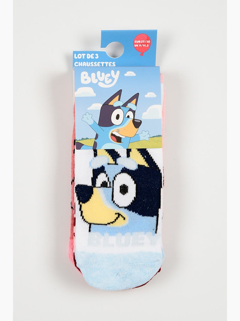 Lote 3 meias baixas bluey branco menina | licença oficial Branco - Kiabi