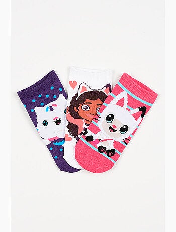 Lote 3 meias baixas gabby's dollhouse multicolor menina | licença oficial