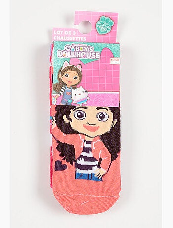 Lote 3 meias baixas gabby's dollhouse multicolor menina | licença oficial