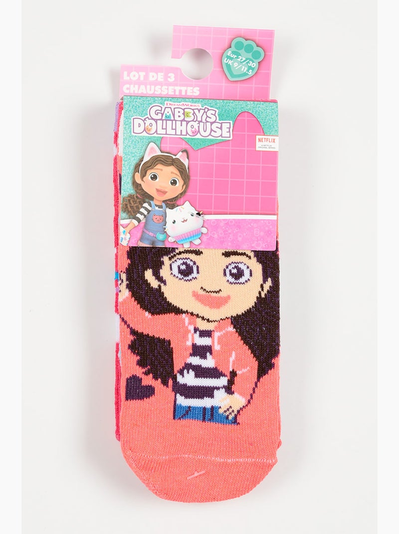 Lote 3 meias baixas gabby's dollhouse multicolor menina | licença oficial Rosa/Azul/Azul claro/Preto - Kiabi