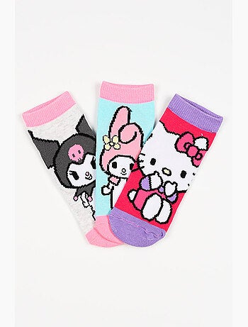 Lote 3 meias baixas hello kitty multicolor menina | licença oficial