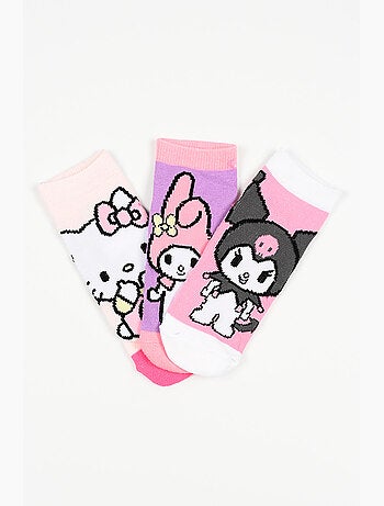 Lote 3 meias baixas hello kitty multicolor menina | licença oficial