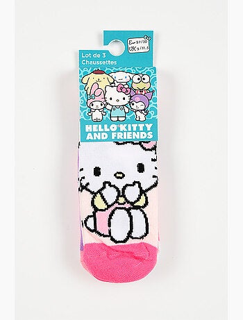 Lote 3 meias baixas hello kitty multicolor menina | licença oficial