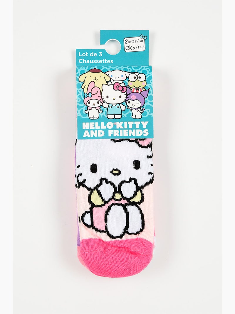 Lote 3 meias baixas hello kitty multicolor menina | licença oficial Branco/Rosa pastel/Transparente - Kiabi