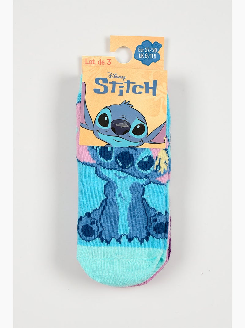 Lote 3 meias baixas lilo & stitch multicolor menina | licença oficial Branco/Rosa pastel/Transparente - Kiabi