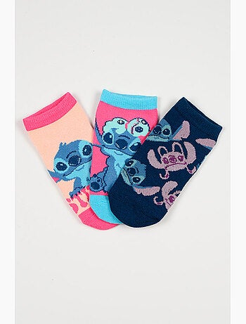 Lote 3 meias baixas lilo & stitch multicolor menina | licença oficial
