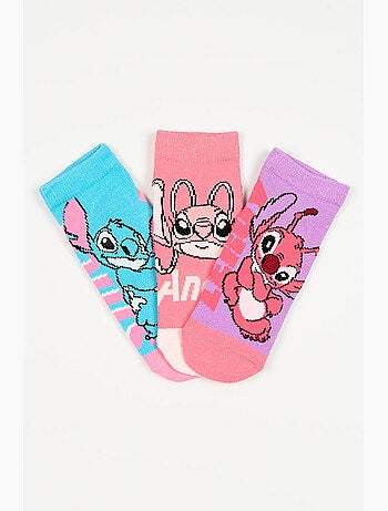 Lote 3 meias baixas lilo & stitch multicolor menina | licença oficial