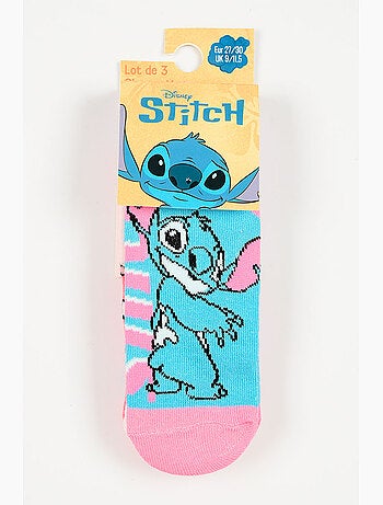 Lote 3 meias baixas lilo & stitch multicolor menina | licença oficial