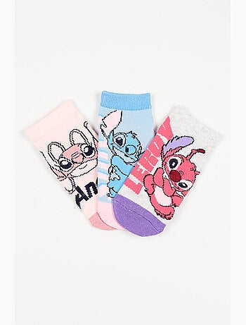 Lote 3 meias baixas lilo & stitch multicolor menina | licença oficial