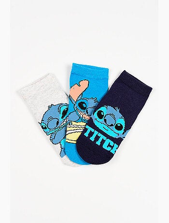 Lote 3 meias baixas lilo & stitch multicolor menino | licença oficial