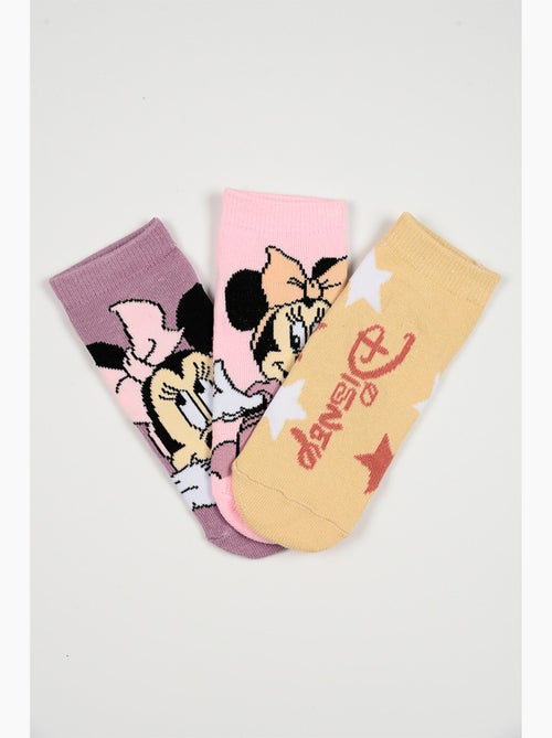 Lote 3 meias baixas minnie mouse multicolor menina | licença oficial - Kiabi