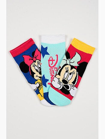 Lote 3 meias baixas minnie mouse multicolor menina | licença oficial