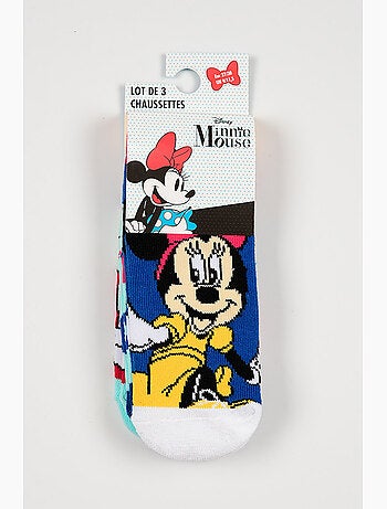 Lote 3 meias baixas minnie mouse multicolor menina | licença oficial
