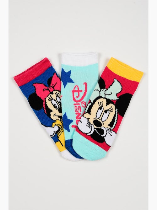 Lote 3 meias baixas minnie mouse multicolor menina | licença oficial - Kiabi