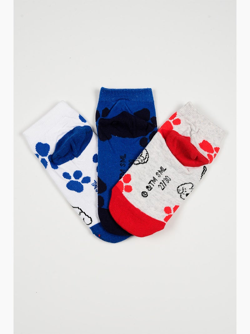 Lote 3 meias baixas paw patrol multicolor menino | licença oficial Azul/Cinza/Branco perolado/Transparente - Kiabi