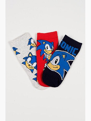 Lote 3 meias baixas sonic multicolor menino | licença oficial