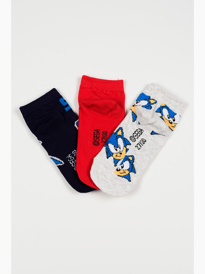 Lote 3 meias baixas sonic multicolor menino | licença oficial Vermelho/Cinza/Branco/Preto - Kiabi