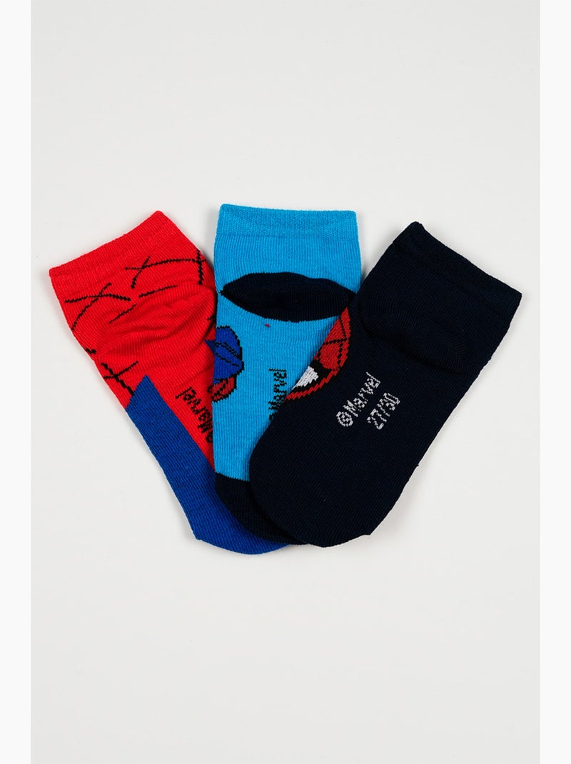 Lote 3 meias baixas spider-man multicolor menino | licença oficial Amarelo/Azul-marinho/Vermelho - Kiabi