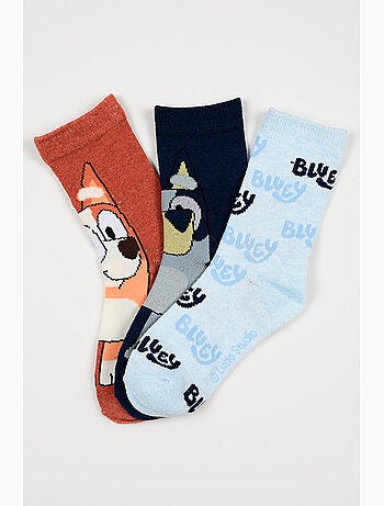 Lote 3 meias bluey multicolor menino | licença oficial