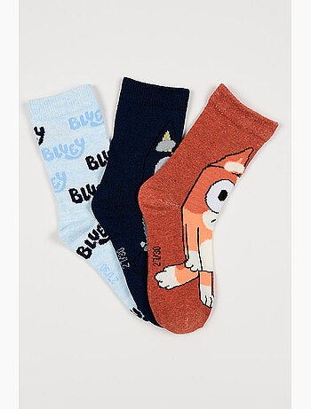Lote 3 meias bluey multicolor menino | licença oficial