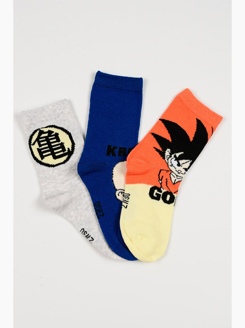Lote 3 meias dragon ball multicolor menino | licença oficial Azul/Cinza/Branco perolado/Transparente - Kiabi