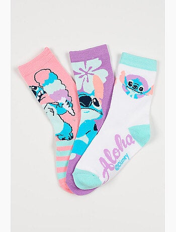 Lote 3 meias lilo & stitch multicolor menina | licença oficial