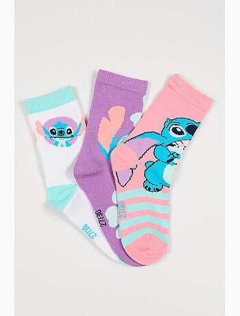 Lote 3 meias lilo & stitch multicolor menina | licença oficial