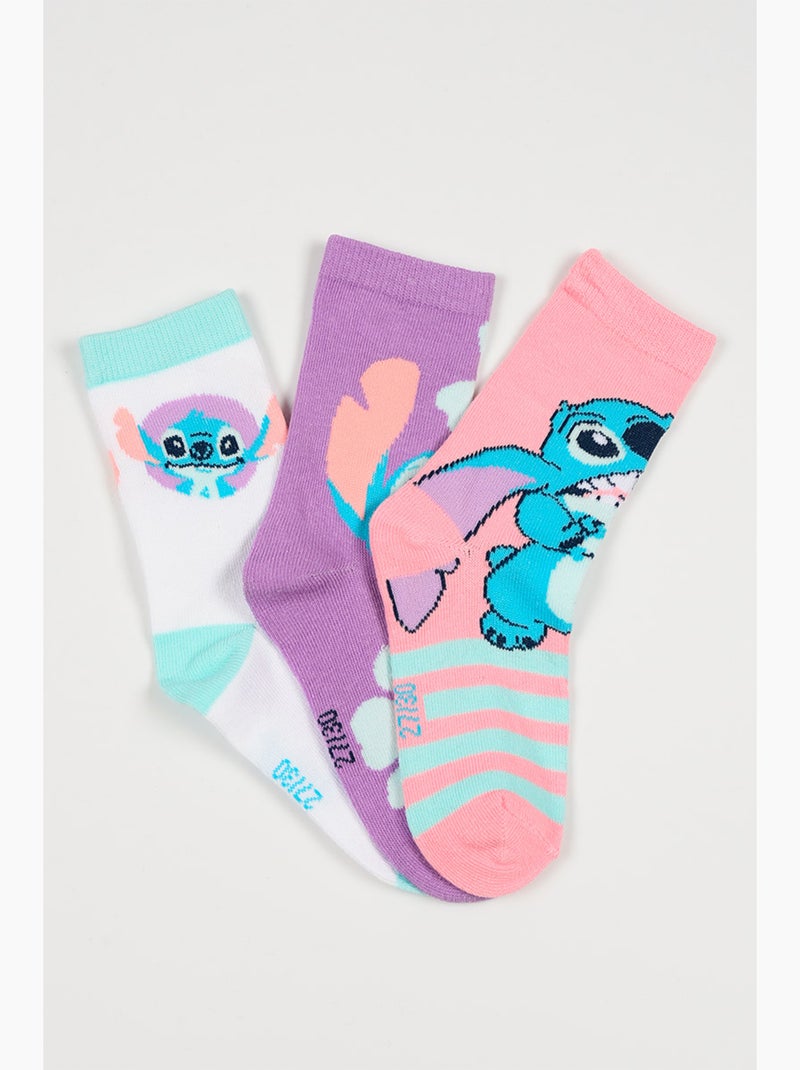 Lote 3 meias lilo & stitch multicolor menina | licença oficial Branco/Rosa pastel/Transparente - Kiabi