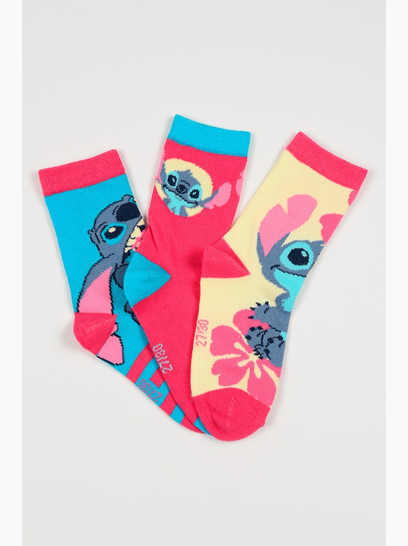 Lote 3 meias lilo & stitch multicolor menina | licença oficial Branco/Rosa pastel/Transparente - Kiabi