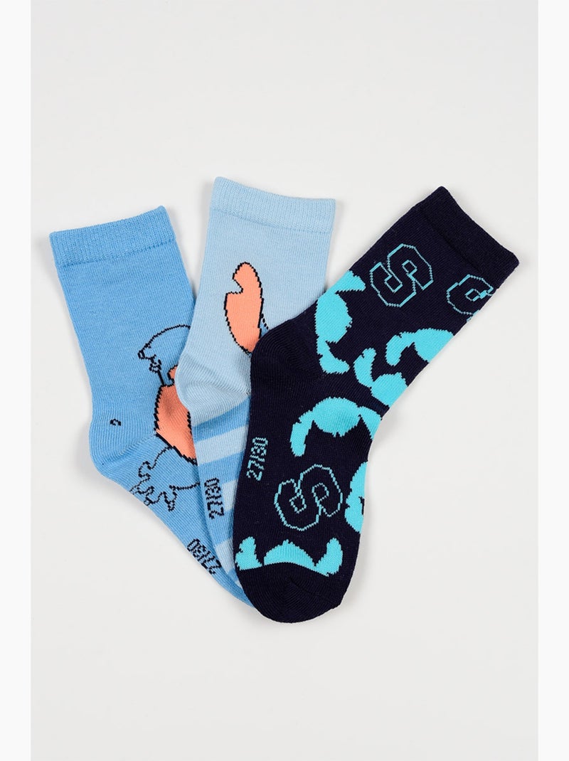 Lote 3 meias lilo & stitch multicolor menino | licença oficial Rosa/Azul/Azul claro/Preto - Kiabi