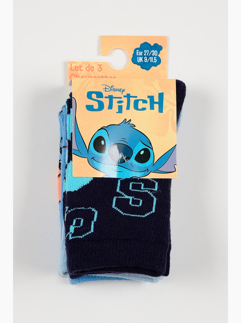 Lote 3 meias lilo & stitch multicolor menino | licença oficial Rosa/Azul/Azul claro/Preto - Kiabi