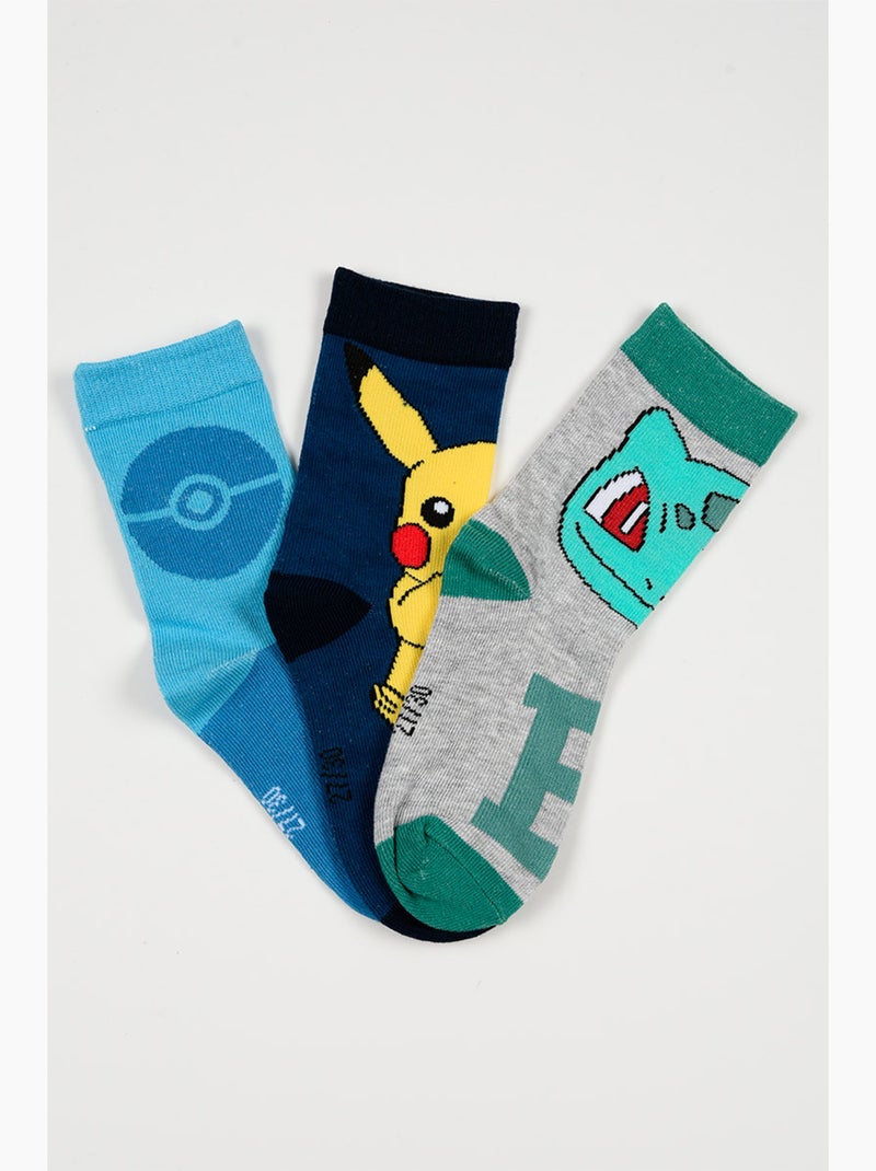 Lote 3 meias pokémon multicolor menino | licença oficial Cinza-azul - Kiabi