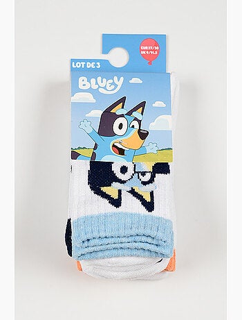 Lote 3 meias ténis bluey branco menino | licença oficial