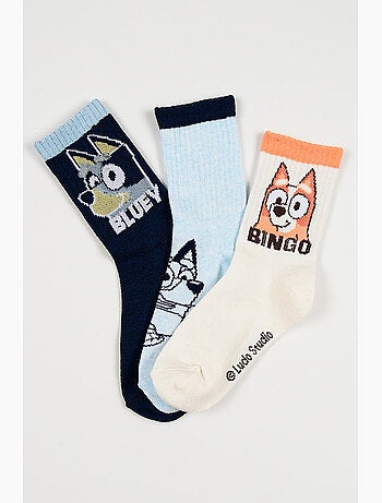 Lote 3 meias ténis bluey multicolor menino | licença oficial