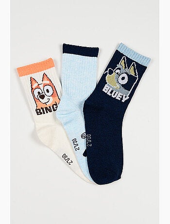 Lote 3 meias ténis bluey multicolor menino | licença oficial