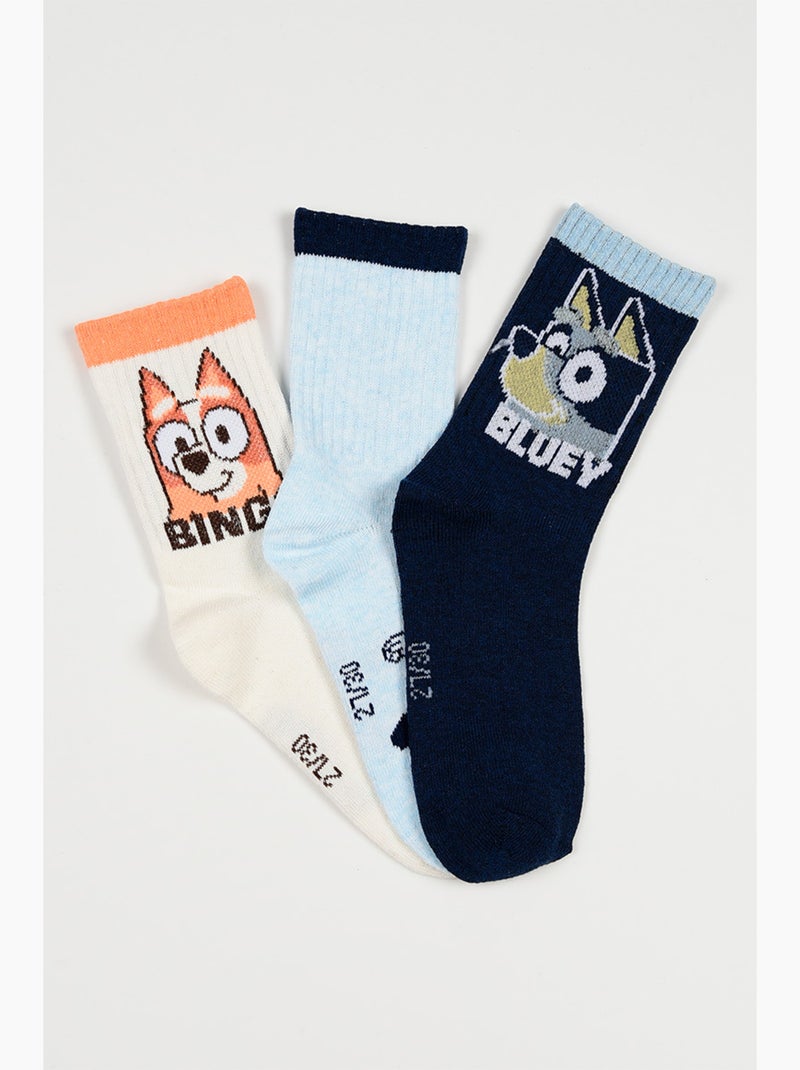 Lote 3 meias ténis bluey multicolor menino | licença oficial Preto Branco - Kiabi