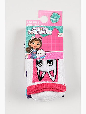 Lote 3 meias ténis gabby's dollhouse branco menina | licença oficial