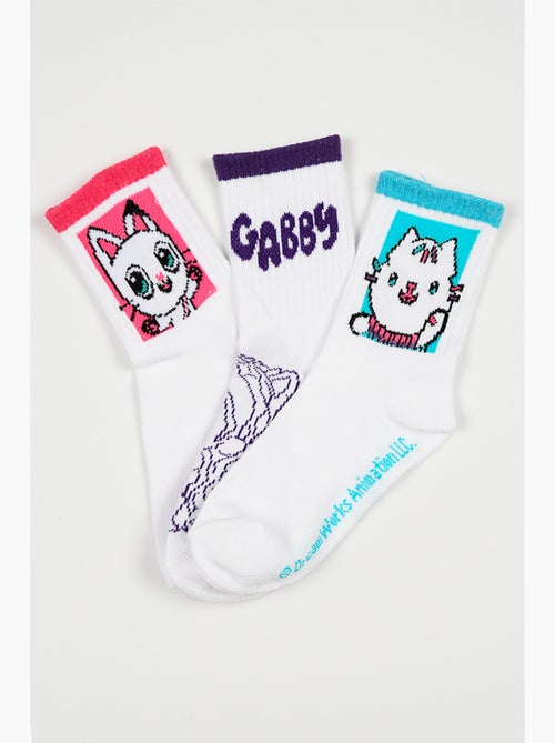 Lote 3 meias ténis gabby's dollhouse branco menina | licença oficial - Kiabi