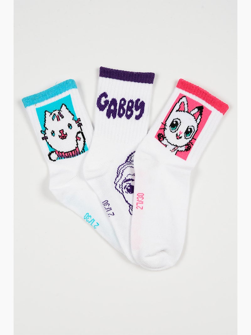 Lote 3 meias ténis gabby's dollhouse branco menina | licença oficial Branco - Kiabi