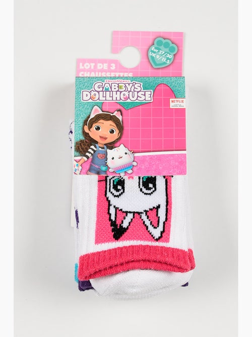 Lote 3 meias ténis gabby's dollhouse branco menina | licença oficial - Kiabi