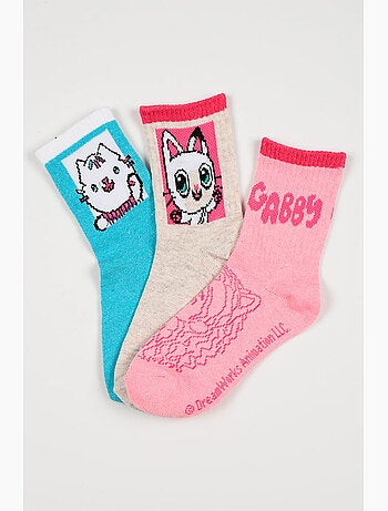 Lote 3 meias ténis gabby's dollhouse multicolor menina | licença oficial