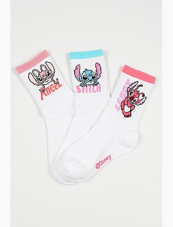 Lote 3 meias ténis lilo & stitch branco menina | licença oficial