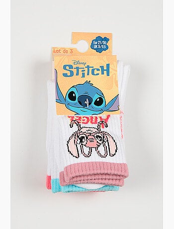 Lote 3 meias ténis lilo & stitch branco menina | licença oficial